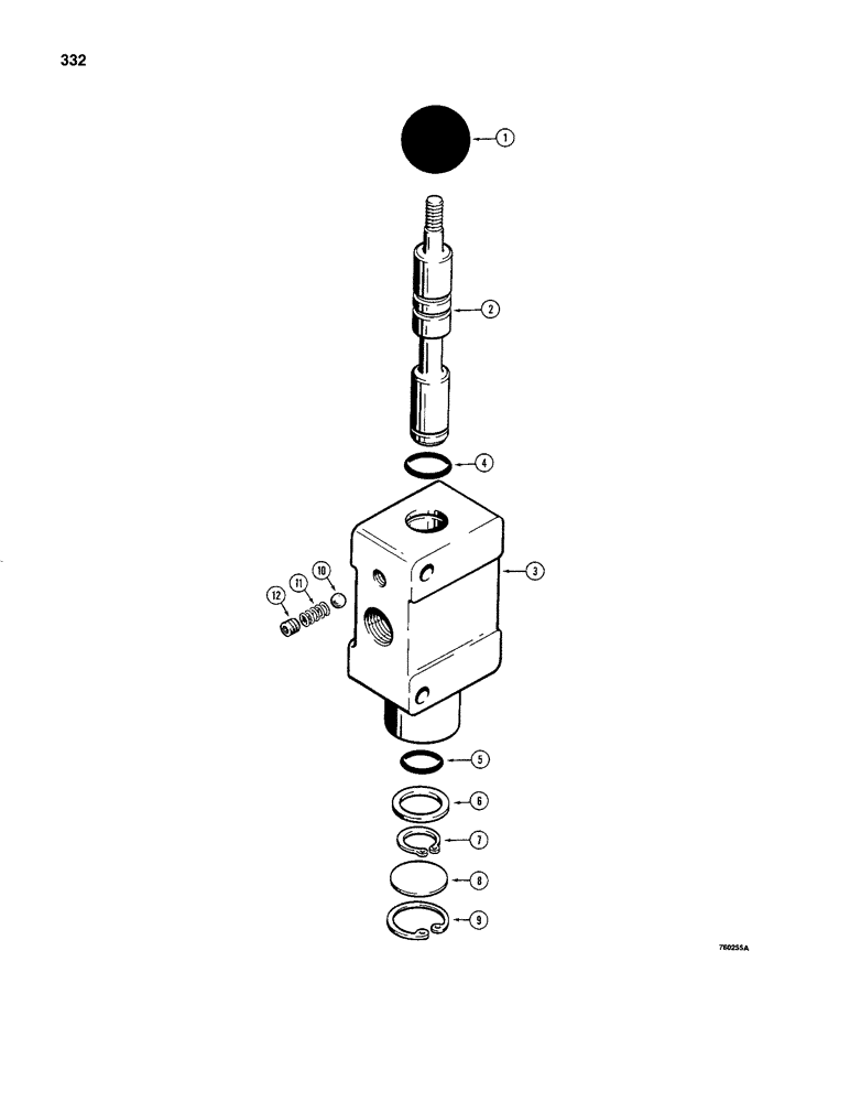 Схема запчастей Case 480C - (332) - PTO SELECTOR VALVE (35) - HYDRAULIC SYSTEMS