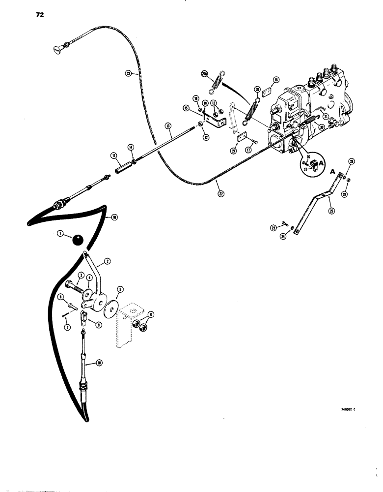 Схема запчастей Case 680E - (072) - HAND THROTTLE AND FUEL SHUTOFF (10) - ENGINE