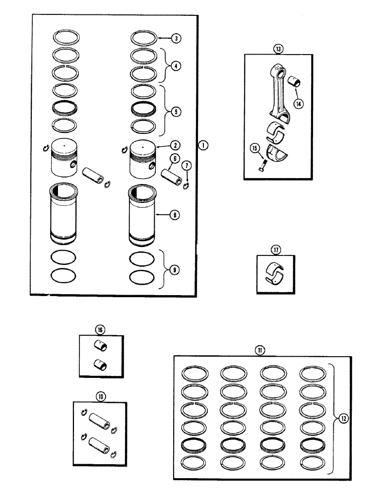 Схема запчастей Case 680CK - (020) - PISTON ASSEMBLY AND CONNECTING RODS, (267) DIESEL ENGINE (10) - ENGINE