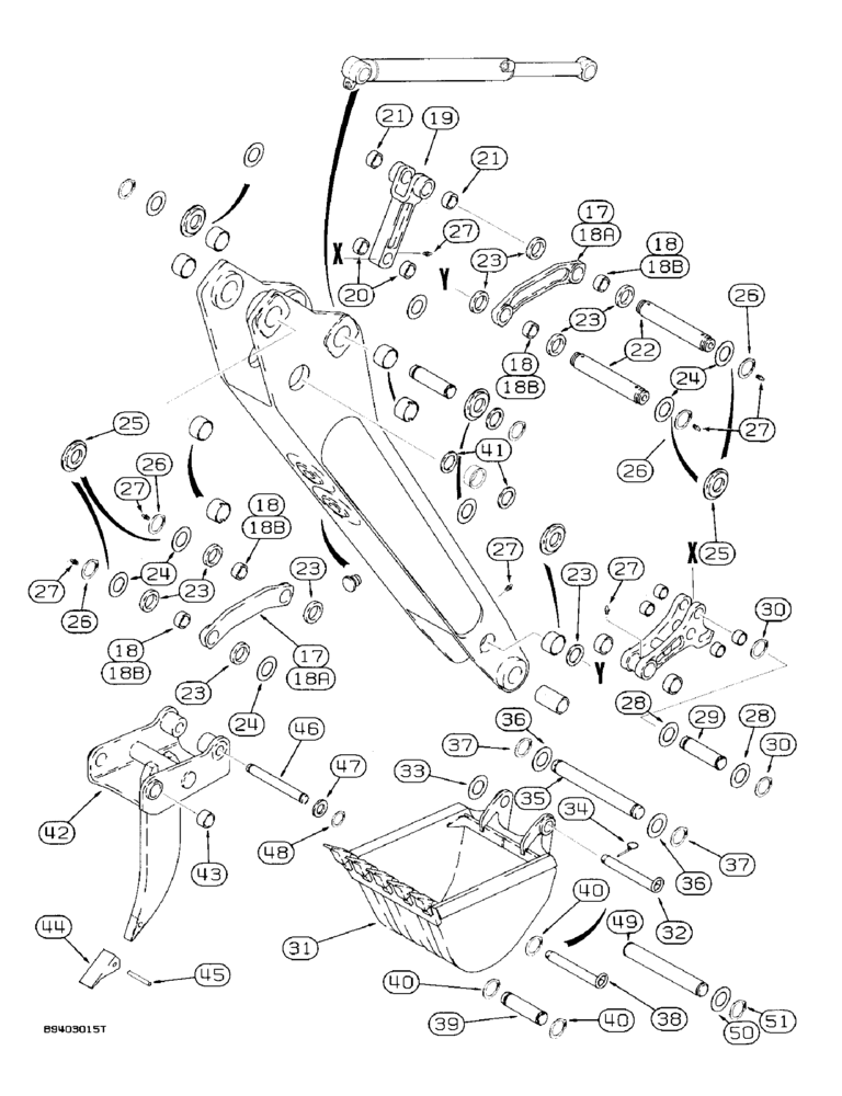 Схема запчастей Case 580SK - (9-046) - BACKHOE DIPPER AND BUCKET (09) - CHASSIS/ATTACHMENTS