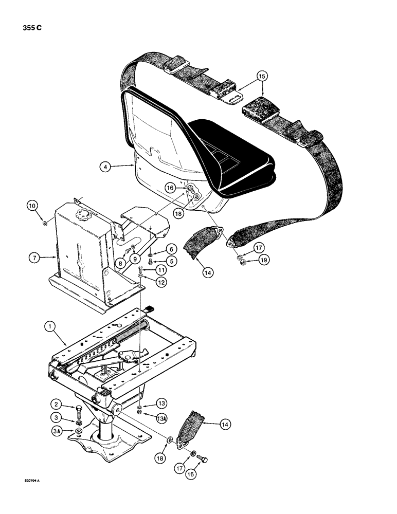 Схема запчастей Case 680H - (355C) - SUSPENSION SEAT AND MOUNTING PARTS (09) - CHASSIS/ATTACHMENTS