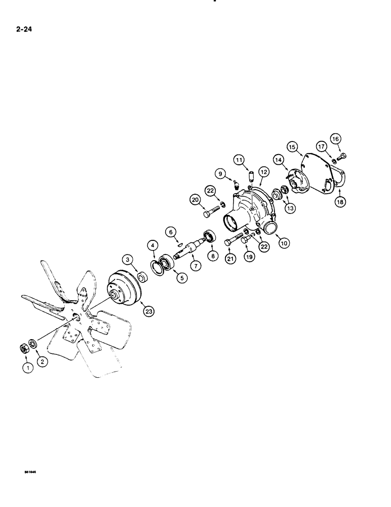 Схема запчастей Case DH4B - (2-24) - WATER PUMP, USED ON ENGINE SERIAL NUMBER 134569 AND AFTER (02) - ENGINE