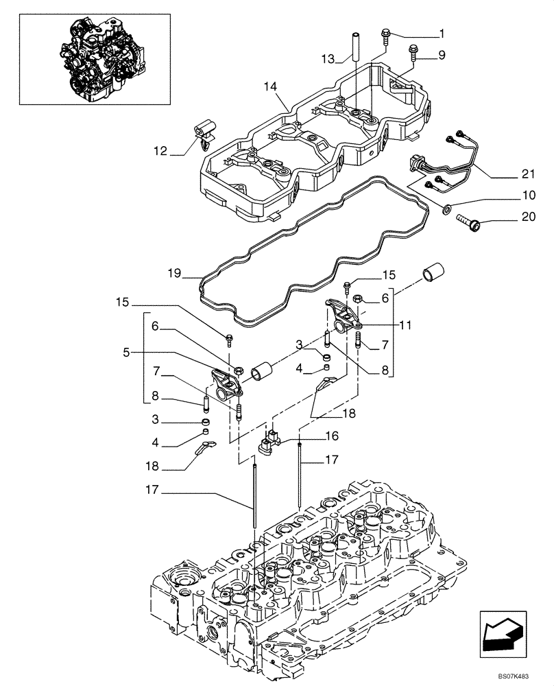 Схема запчастей Case 590SM - (02-19) - ROCKER SHAFT (02) - ENGINE