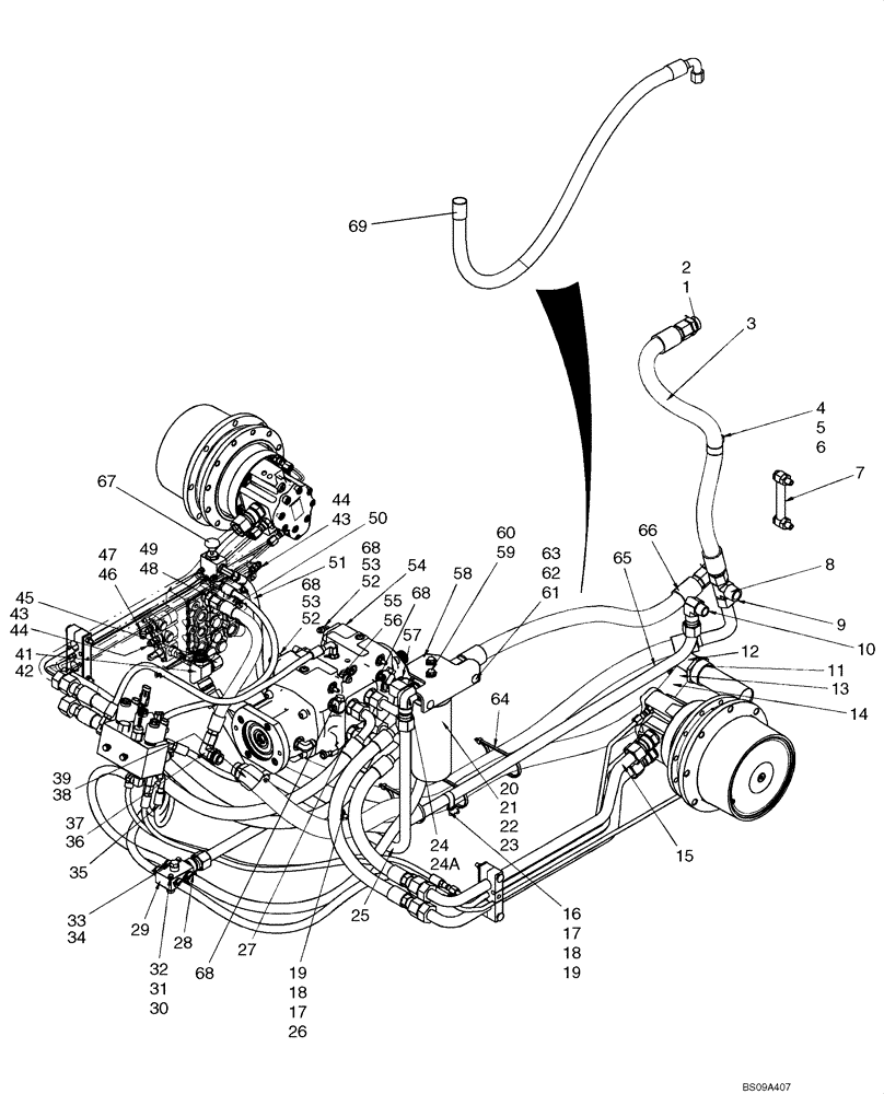 Схема запчастей Case 445CT - (06-16) - HYDROSTATICS - PUMP SUPPLY AND RETURN (445CT WITH PILOT CONTROL) (06) - POWER TRAIN