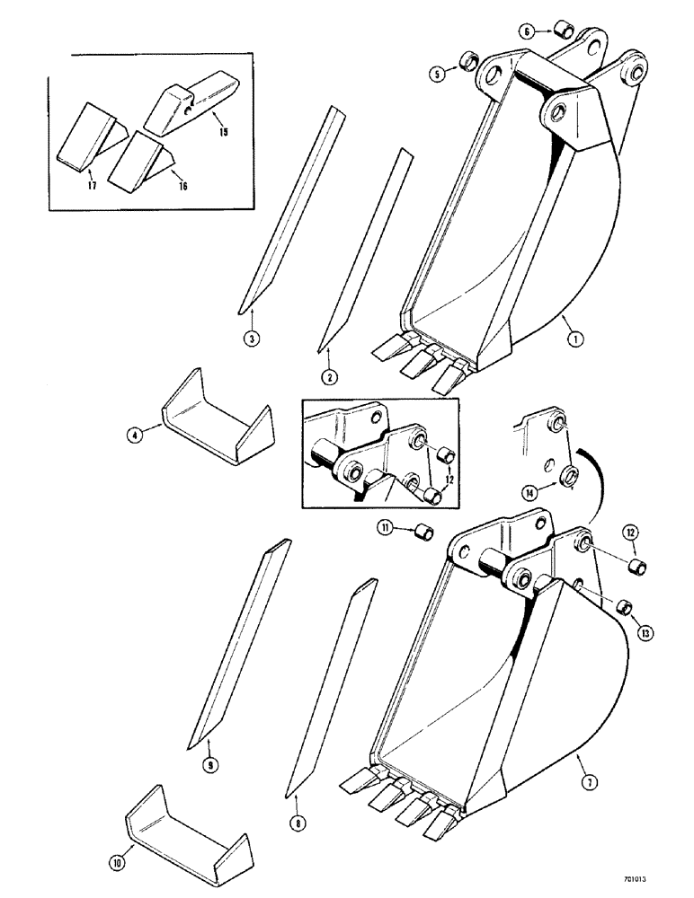Схема запчастей Case 34 - (052) - BACKHOE BUCKTS-MACHRY ITEMS,OPTL TYP,TRNCHING BUCKT,BOSS KIT D37473,D37474,D37475 & D37476 