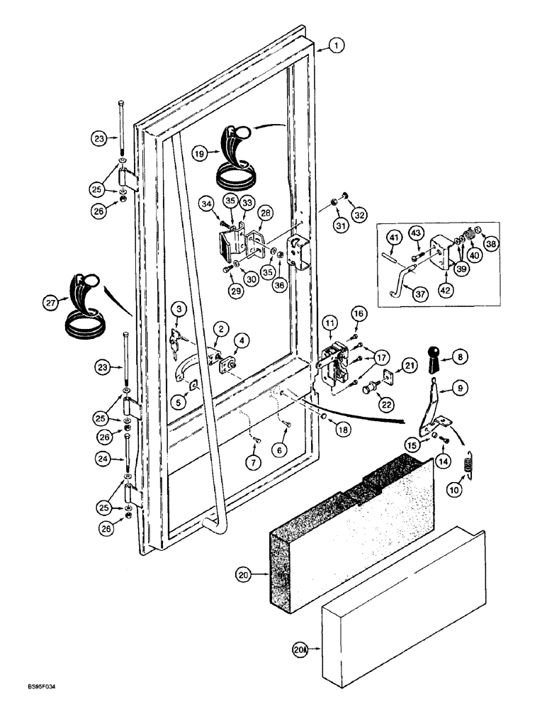 Схема запчастей Case 721B - (9-072) - CAB DOOR AND MOUNTING (09) - CHASSIS/ATTACHMENTS