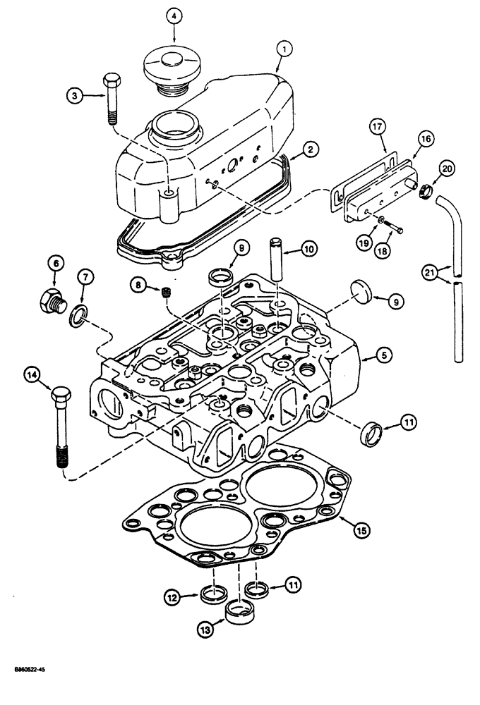 Схема запчастей Case CASE - (2-22) - CYLINDER HEAD AND COVER (02) - ENGINE