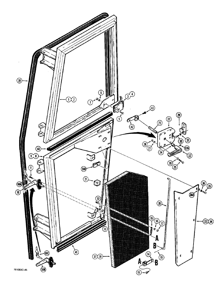 Схема запчастей Case W36 - (9-520) - CAB DOORS, BEFORE CAB SN 44769 (09) - CHASSIS