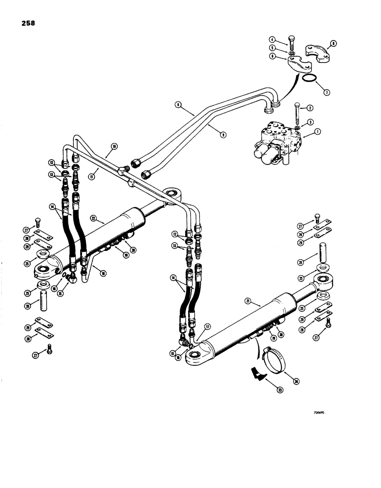 Схема запчастей Case W26B - (258) - STEERING CYLINDER HYDRAULIC CIRCUIT (05) - STEERING