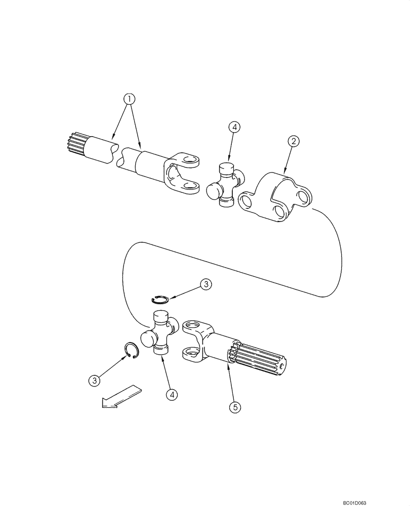 Схема запчастей Case 585G - (06-13) - AXLE, REAR DRIVE - SHAFTS, AXLE (06) - POWER TRAIN