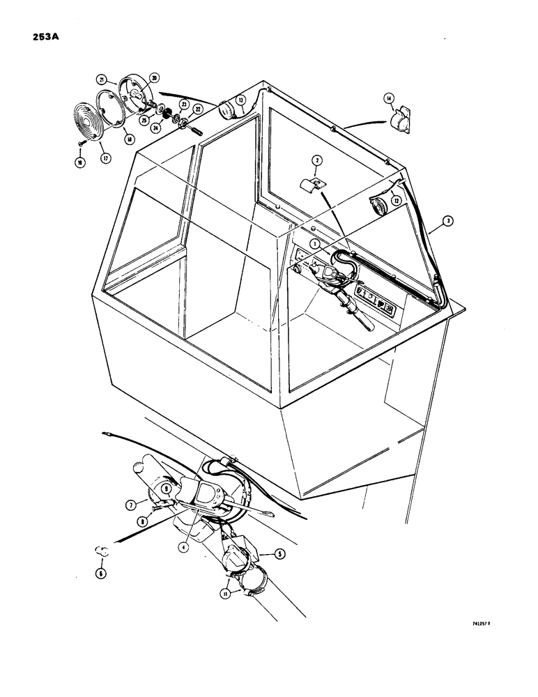 Схема запчастей Case W18 - (253A) - CAB WITH TURN SIGNAL AND FLASHER LIGHTS, USED ON TRACTOR SN. 9115403 AND AFTER (09) - CHASSIS