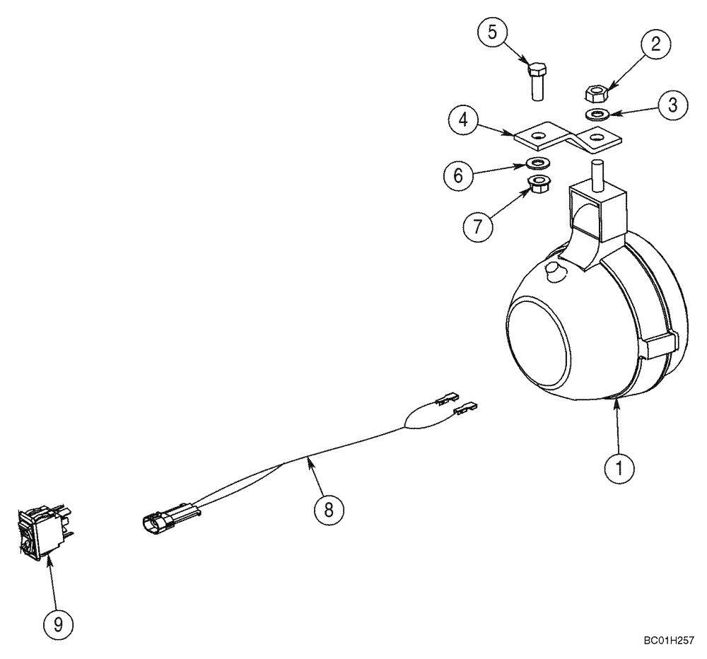 Схема запчастей Case 90XT - (04-25) - MOUNTING - LAMPS, ROAD (EUROPE) (04) - ELECTRICAL SYSTEMS