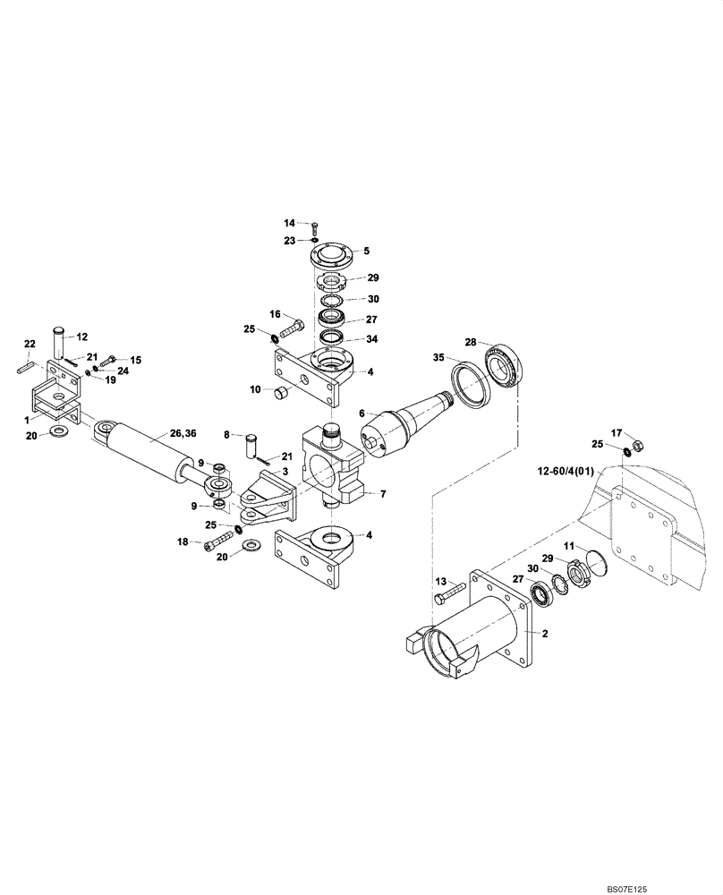 Схема запчастей Case DV204 - (06-65/124[01]) - STEERING CYLINDER AND CHASSIS OSCILLATION (GROUP 65/124) (05) - STEERING