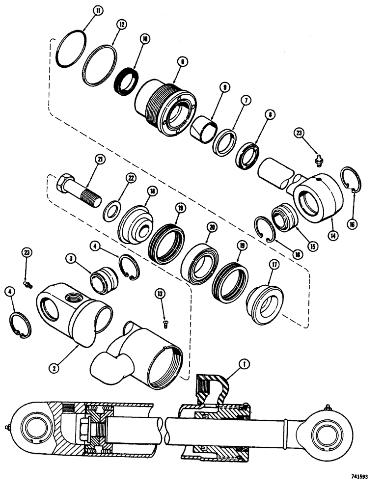 Схема запчастей Case W26B - (270) - G33605 AND G33606 STEERING CYLINDERS, GLAND IS STAMPED WITH CYLINDER PART NUMBER (05) - STEERING