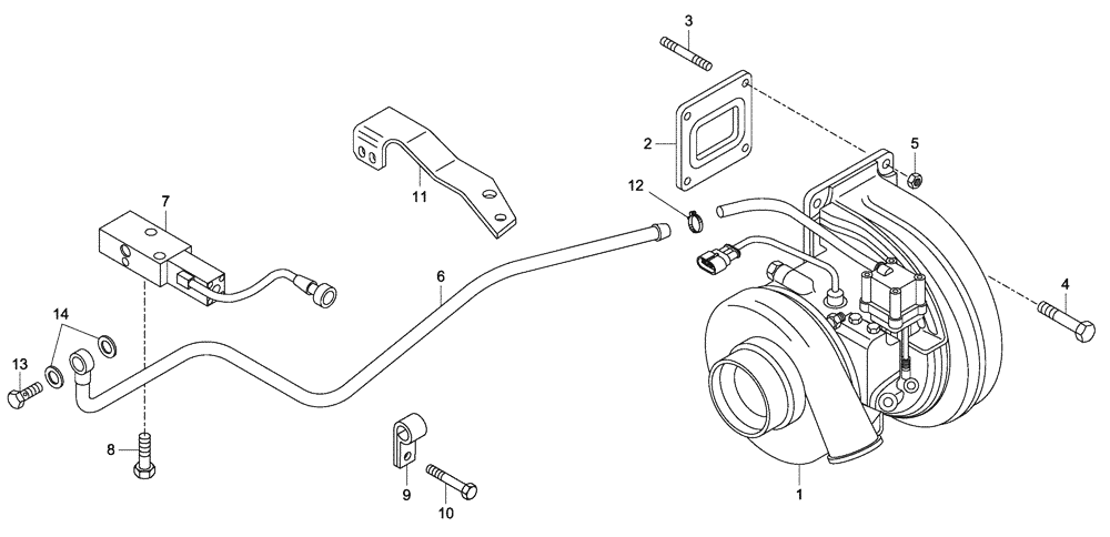 Схема запчастей Case 335B - (01A07010167[001]) - INSTAL, TURBOCHARGER (87363406) (01) - ENGINE