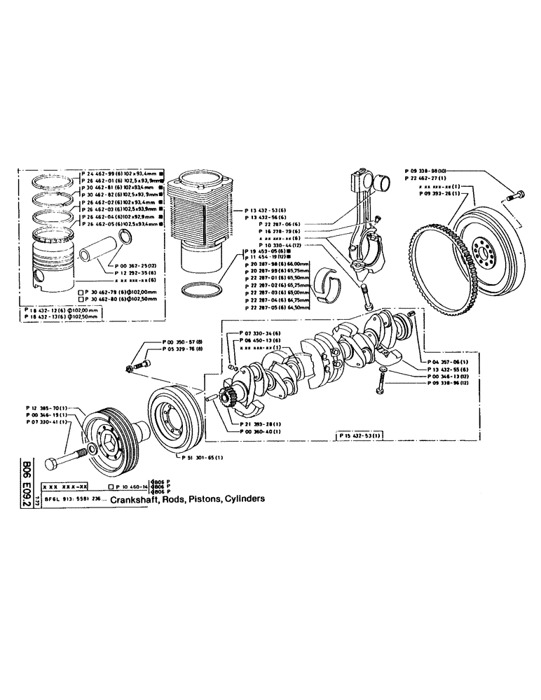 Схема запчастей Case 160CK - (23) - CRANKSHAFT, RODS, PISTONS, CYLINDERS (01) - ENGINE