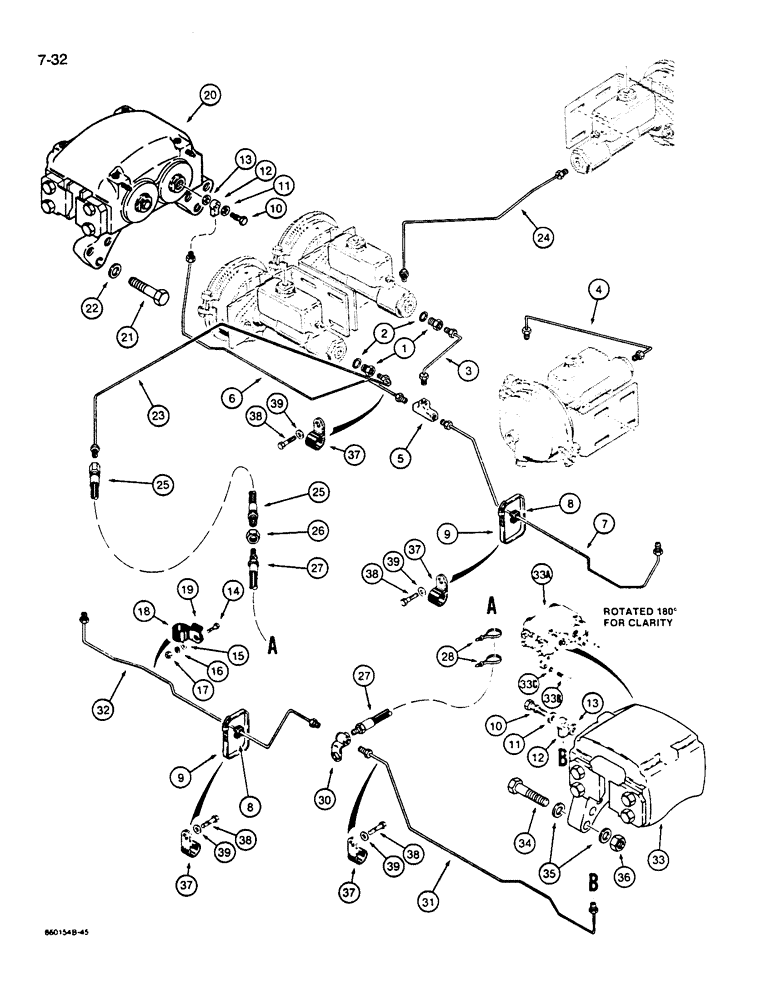Схема запчастей Case W14B - (7-32) - BRAKE SYSTEM, BRAKE ACTUATORS TO WHEEL CYLINDERS (07) - BRAKES