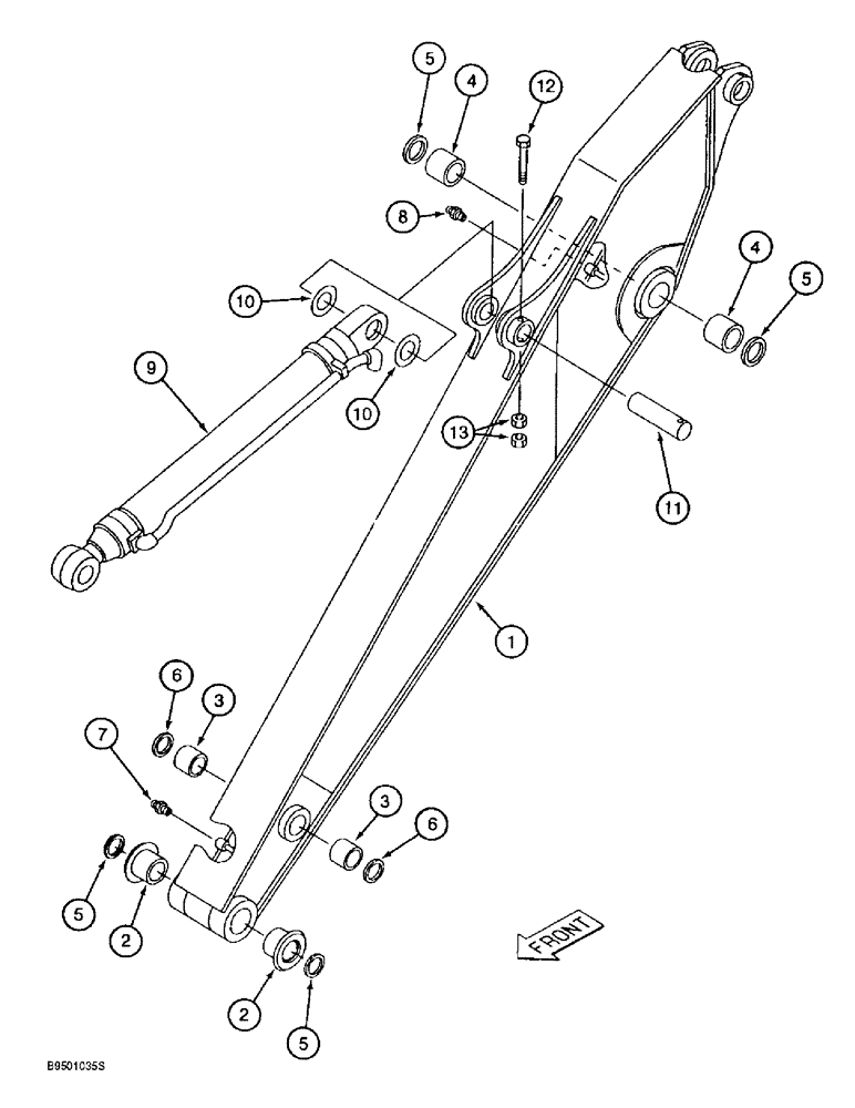 Схема запчастей Case 9020B - (9-086) - LONG ARM AND CYLINDER, 3.05 M (10 FT 1 IN) ARM (09) - CHASSIS