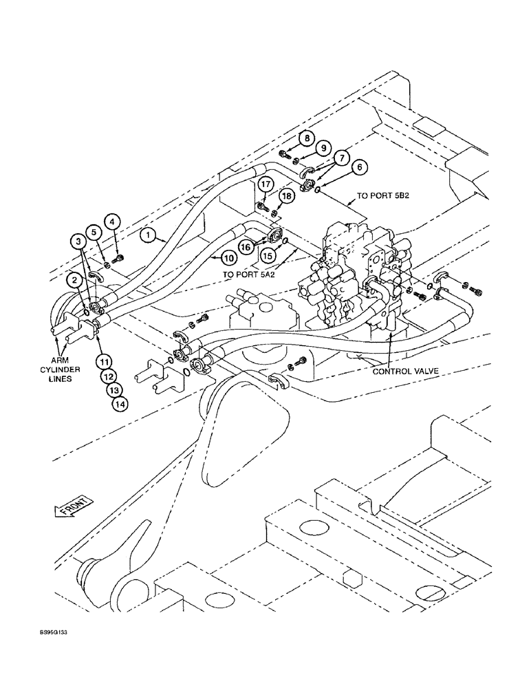Схема запчастей Case 9060B - (8-059A) - ARM CYLINDER SUPPLY LINES, P.I.N. EAC0601060 AND AFTER, ARM-OUT LINES (08) - HYDRAULICS