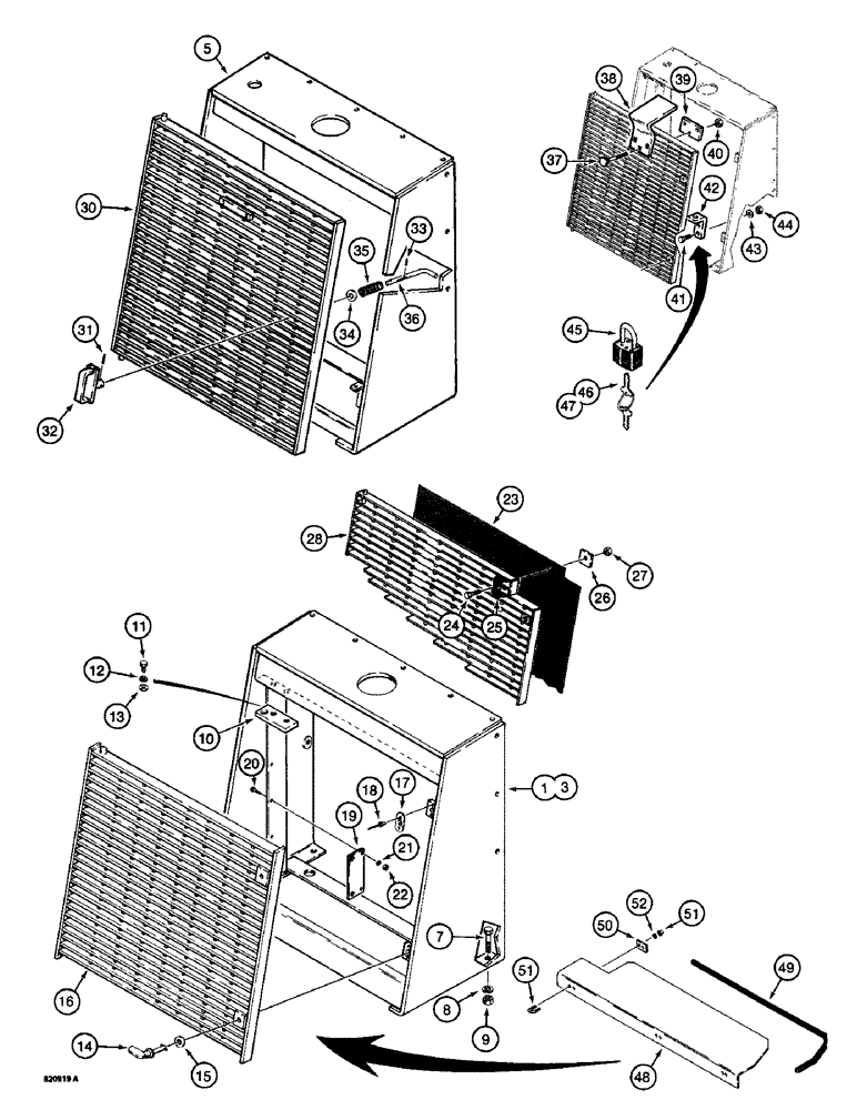 Схема запчастей Case W14 - (564) - GRILLE AND RADIATOR GUARD, MODELS WITHOUT BACKHOE (09) - CHASSIS/ATTACHMENTS