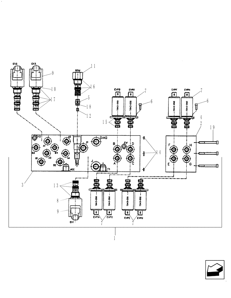 Схема запчастей Case 590SN - (35.150.14[03]) - HYDRAULICS - VALVE, PRESSURE REDUCING (4 SPOOL) (WITH PILOT CONTROLS) (35) - HYDRAULIC SYSTEMS
