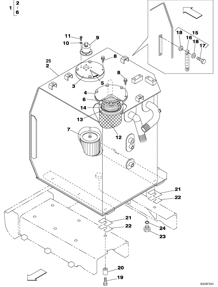 Схема запчастей Case CX460 - (08-01) - HYDRAULIC RESERVOIR (08) - HYDRAULICS