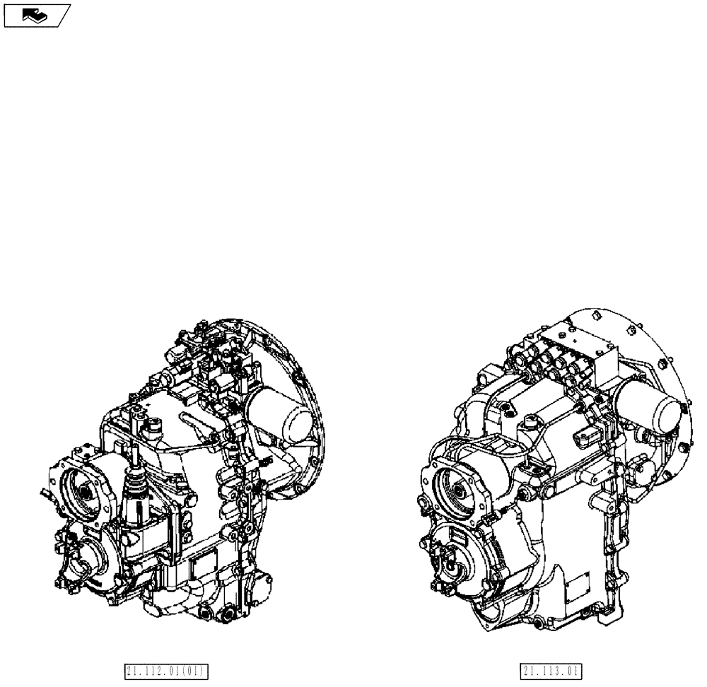 Схема запчастей Case 590SN - (21.000.00) - PICTORIAL INDEX - TRANSMISSION (21) - TRANSMISSION