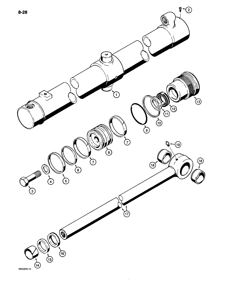 Схема запчастей Case 650 - (8-28) - DOZER LIFT CYLINDER - G101217 (08) - HYDRAULICS