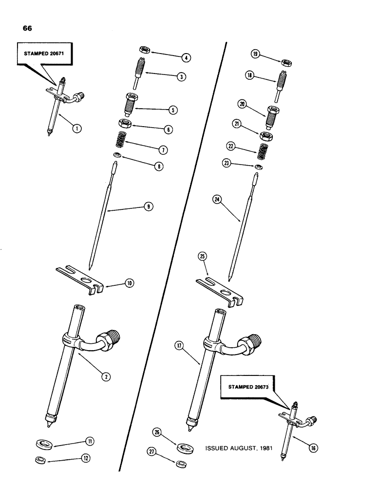 Схема запчастей Case 480C - (066) - INJECTION NOZZLES, 188 DIESEL ENGINE, USED ENGINE SERIAL NUMBER 2835235 AND AFTER (10) - ENGINE
