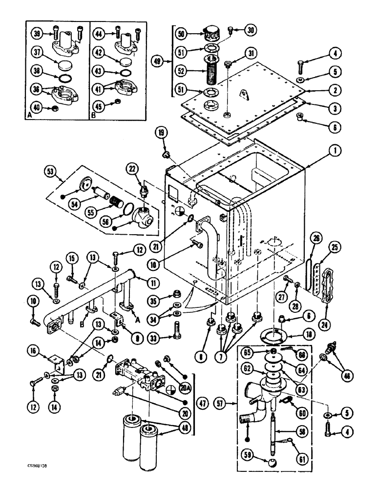 Схема запчастей Case 688BCK - (8A-2) - HYDRAULIC RESERVOIR, 688B CK(120301-120508) (07) - HYDRAULIC SYSTEM