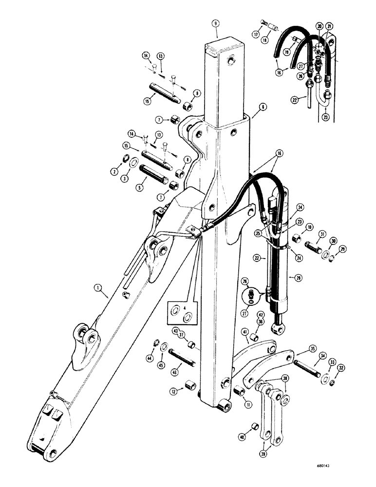 Схема запчастей Case 680CK - (178) - EXTENDABLE DIPPER (84) - BOOMS, DIPPERS & BUCKETS