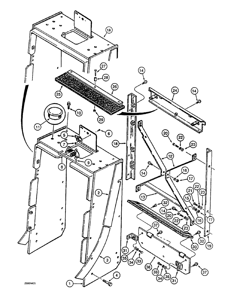 Схема запчастей Case 1150E - (9-056) - RADIATOR SHROUD - LOADER MODELS (09) - CHASSIS/ATTACHMENTS