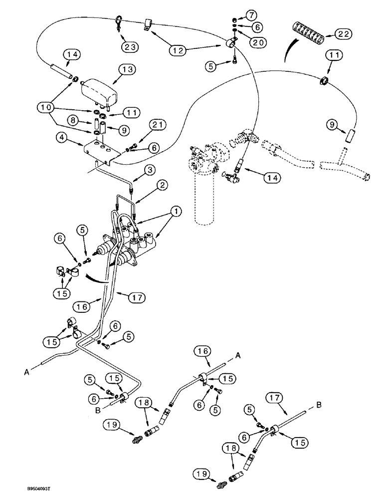 Схема запчастей Case 580L - (7-008) - BRAKE MASTER CYLINDER HYDRAULIC CIRCUIT (07) - BRAKES