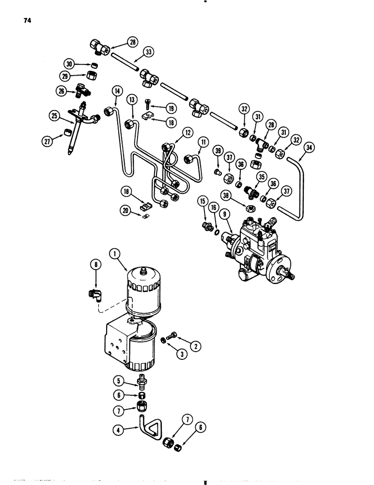 Схема запчастей Case 1845B - (074) - FUEL INJECTION AND FILTER SYSTEM, 188 DIESEL ENGINE (03) - FUEL SYSTEM