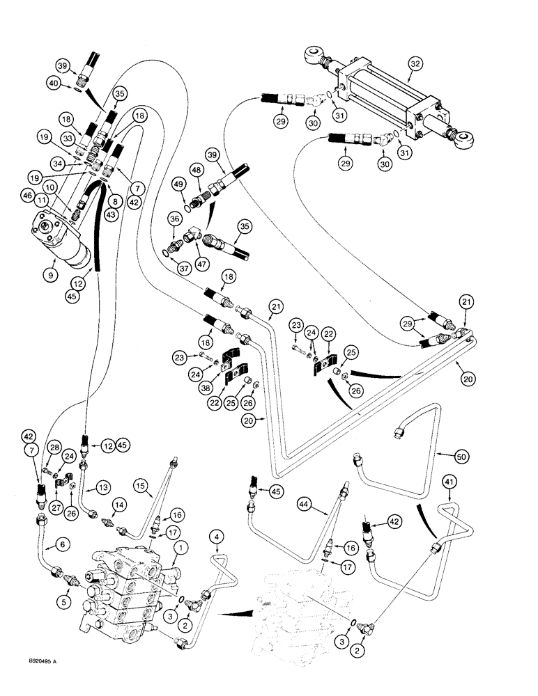 Схема запчастей Case 590 - (5-04) - STEERING HYDRAULIC CIRCUIT (05) - STEERING
