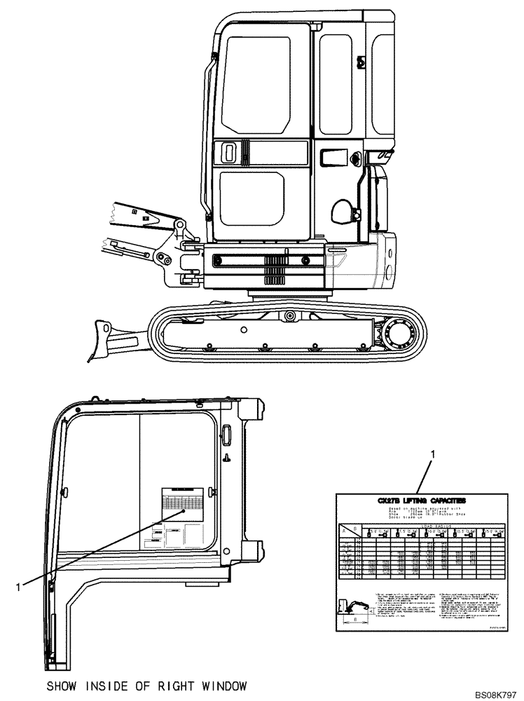 Схема запчастей Case CX27B BTW - (06-023) - NAME PLATE INSTALLATION (PV22T00110F1) (90) - PLATFORM, CAB, BODYWORK AND DECALS