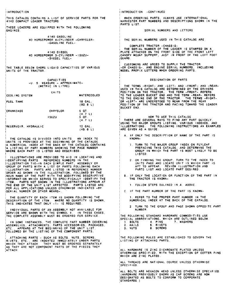 Схема запчастей Case 4140 - (00-03) - INTRODUCTION - FLUID CAPACITIES (00) - GENERAL