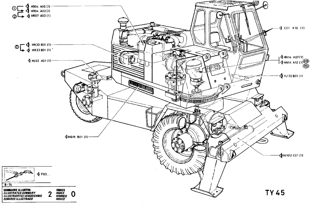 Схема запчастей Case TY45 - (001B) - ILLUSTRATED SUMMARY INDEX - TY45 (00) - PICTORIAL INDEX
