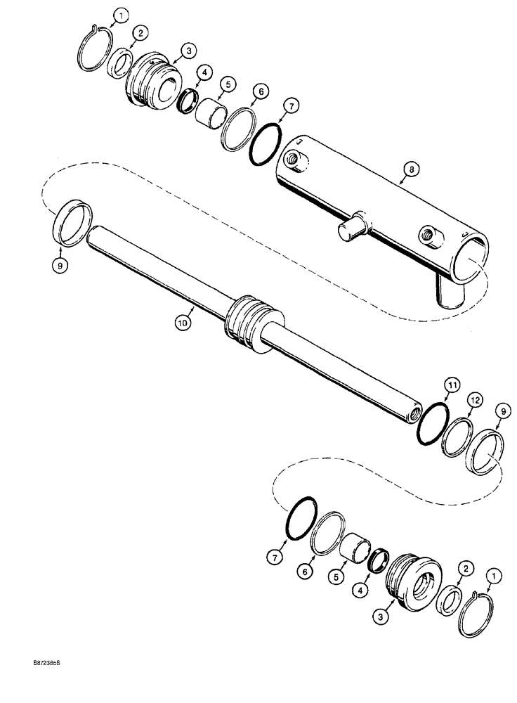 Схема запчастей Case 760 - (08-156) - PLOW BLADE STEERING CYLINDER - H672766 (35) - HYDRAULIC SYSTEMS