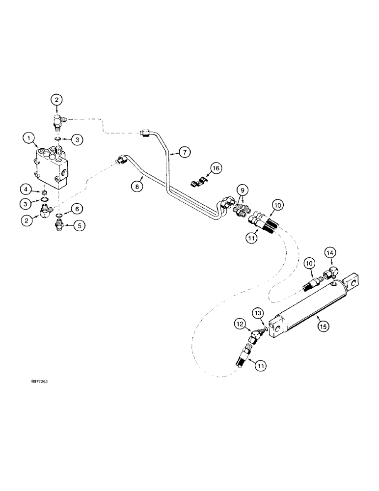 Схема запчастей Case TF300 - (8-08) - TRENCHER BOOM LIFT HYDRAULIC CIRCUIT, CONTROL VALVE TO (08) - HYDRAULICS