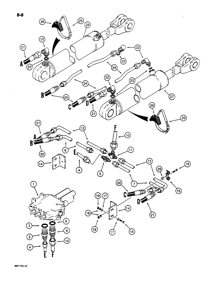 Схема запчастей Case W14C - (8-08) - HYDRAULIC CIRCUIT, LOADER LIFT (08) - HYDRAULICS