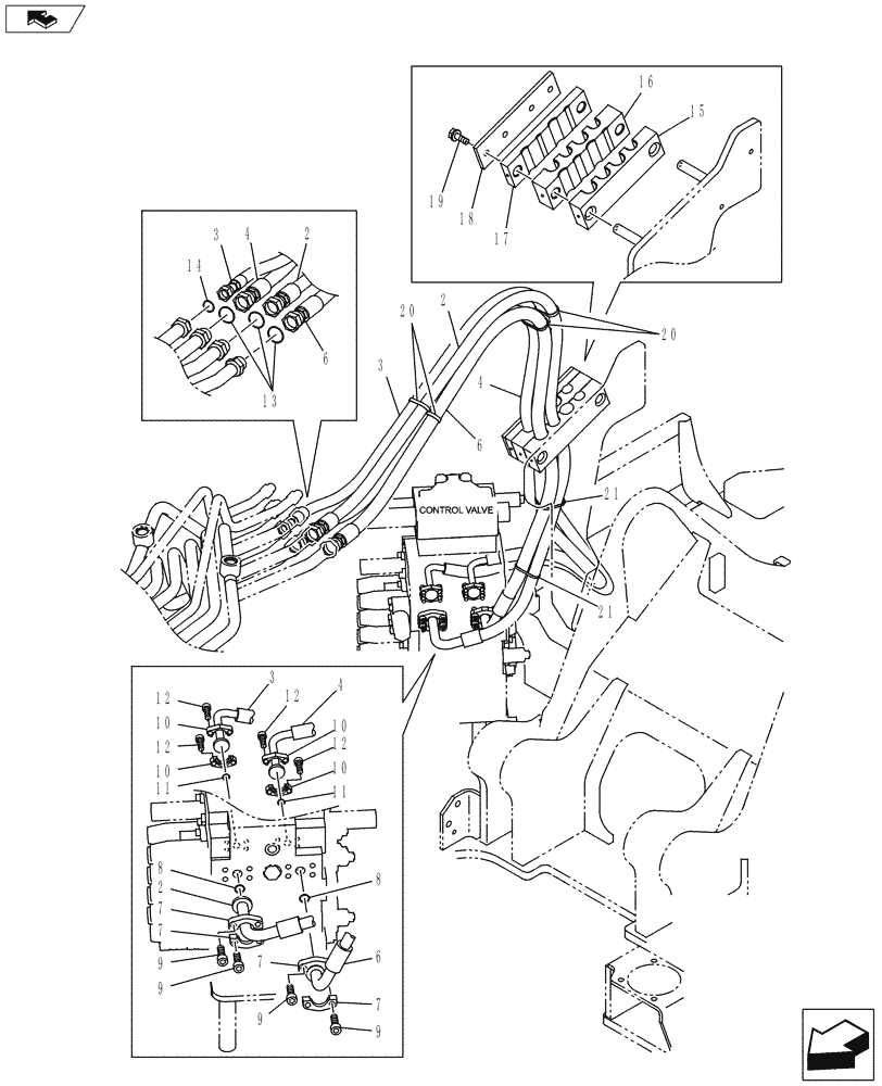 Схема запчастей Case CX145C SR - (35.359.AE[01]) - BUCKET AND ARM LINE (35) - HYDRAULIC SYSTEMS