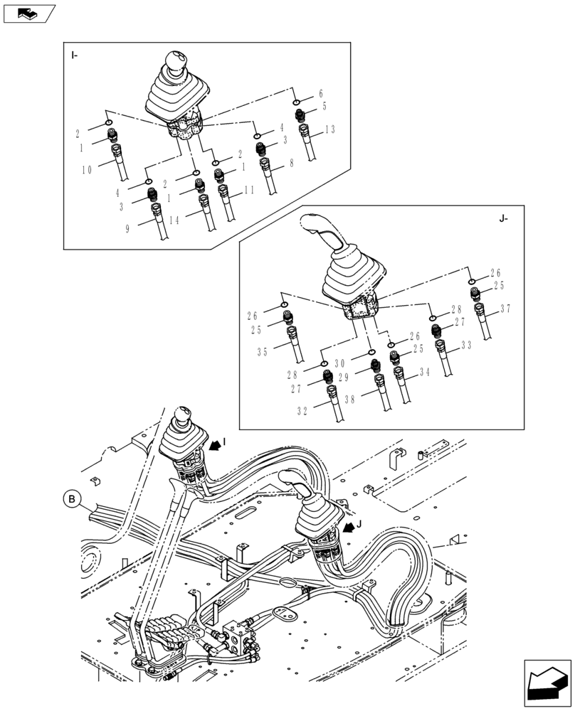 Схема запчастей Case CX145C SR - (35.357.AK[07]) - PILOT CONTROL LINE (35) - HYDRAULIC SYSTEMS