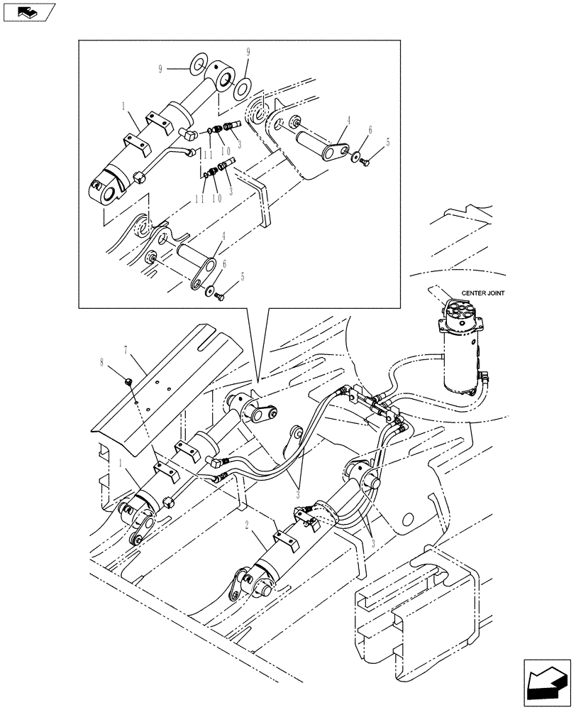 Схема запчастей Case CX130C - (35.741.AJ[03]) - BLADE CYLINDER LINES (35) - HYDRAULIC SYSTEMS