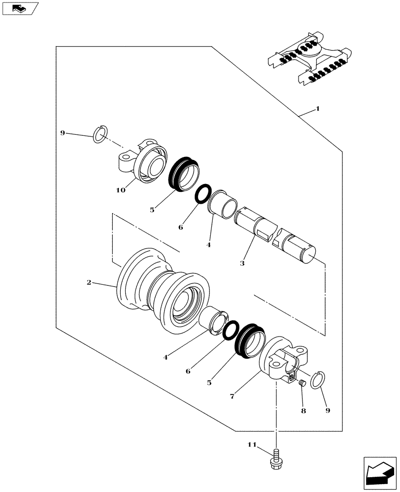Схема запчастей Case CX145C SR - (48.138.AD) - LOWER ROLLER (48) - TRACKS & TRACK SUSPENSION