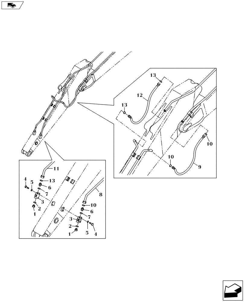 Схема запчастей Case CX145C SR - (35.737.AE[06]) - OPTION LINE - BAR BASE (STD ARM) (35) - HYDRAULIC SYSTEMS