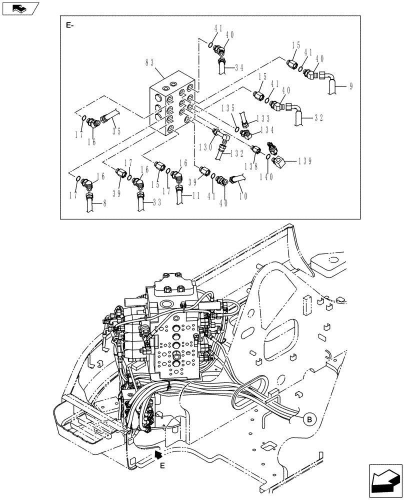 Схема запчастей Case CX145C SR - (35.357.AK[13]) - PILOT CONTROL LINE (35) - HYDRAULIC SYSTEMS