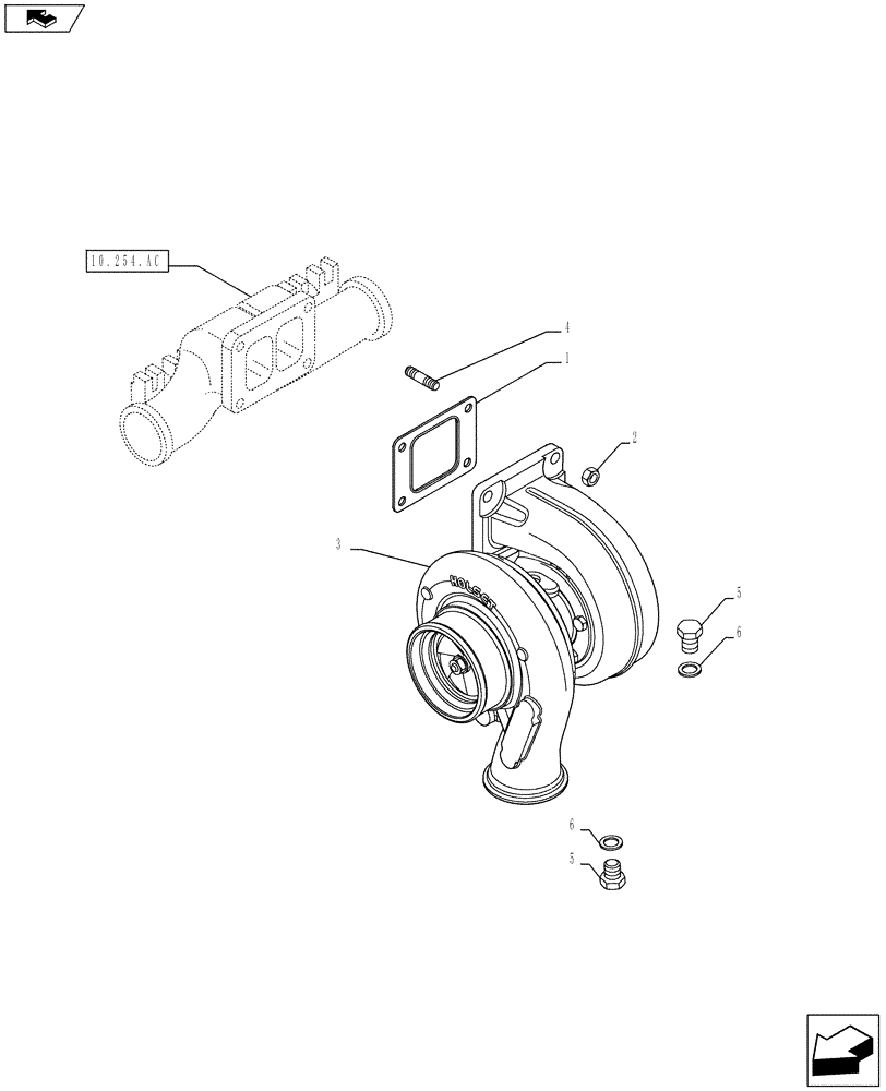 Схема запчастей Case F3BE0684J E919 - (10.250.AC) - TURBOCHARGER (10) - ENGINE