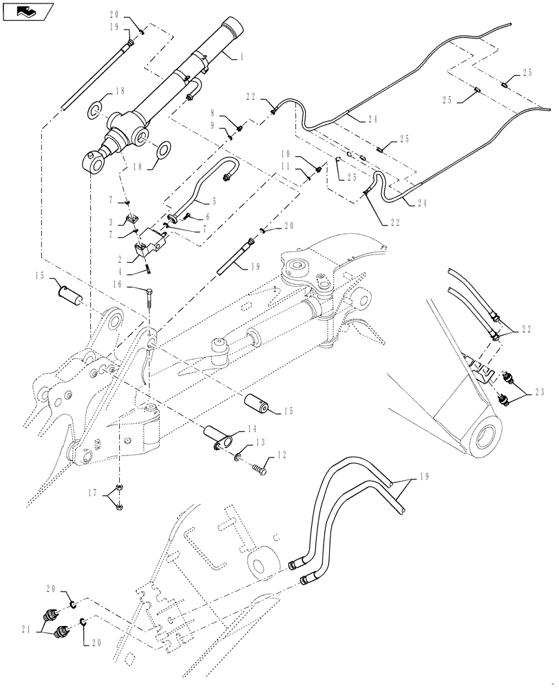 Схема запчастей Case CX145C SR - (35.737.AE[12]) - DIPPER CYLINDER LINE - SB EMS HBCV (OFFSET) (35) - HYDRAULIC SYSTEMS
