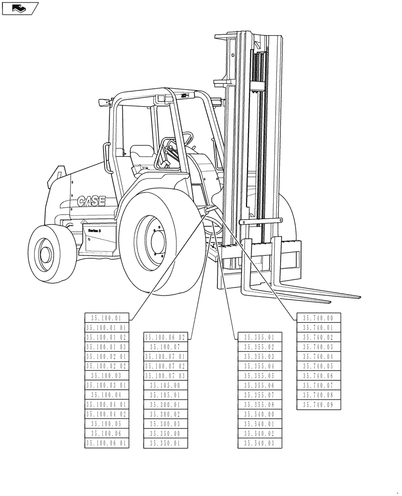 Схема запчастей Case 586H - (00.000.35) - PICTORIAL INDEX, HYDRAULIC SYSTEMS (00) - GENERAL & PICTORIAL INDEX